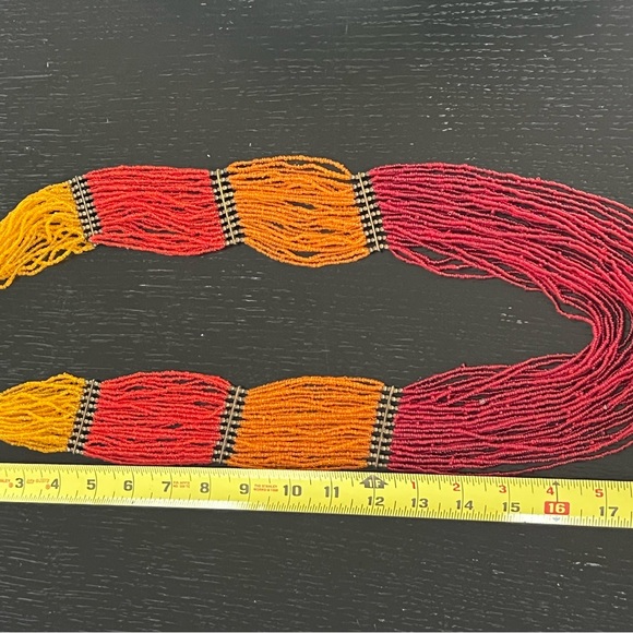 Vibrant Red and Orange Beaded Necklace - Picture 5 of 5